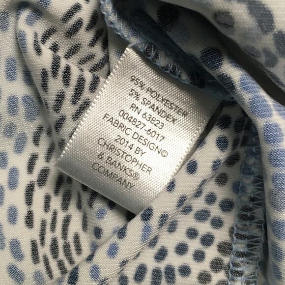 CJ Banks Top Sleeveless Blouse V-Neck Printed Career Top Womens Blue White Black - Picture 9 of 11